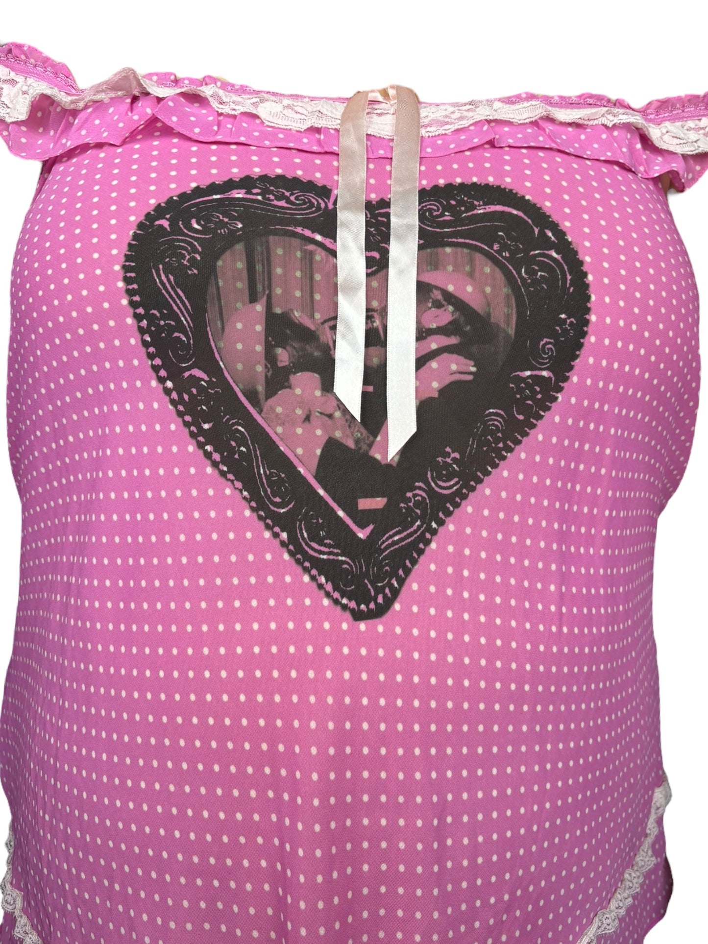 Lovers In Fallout Pink Polka Dot Top - XL