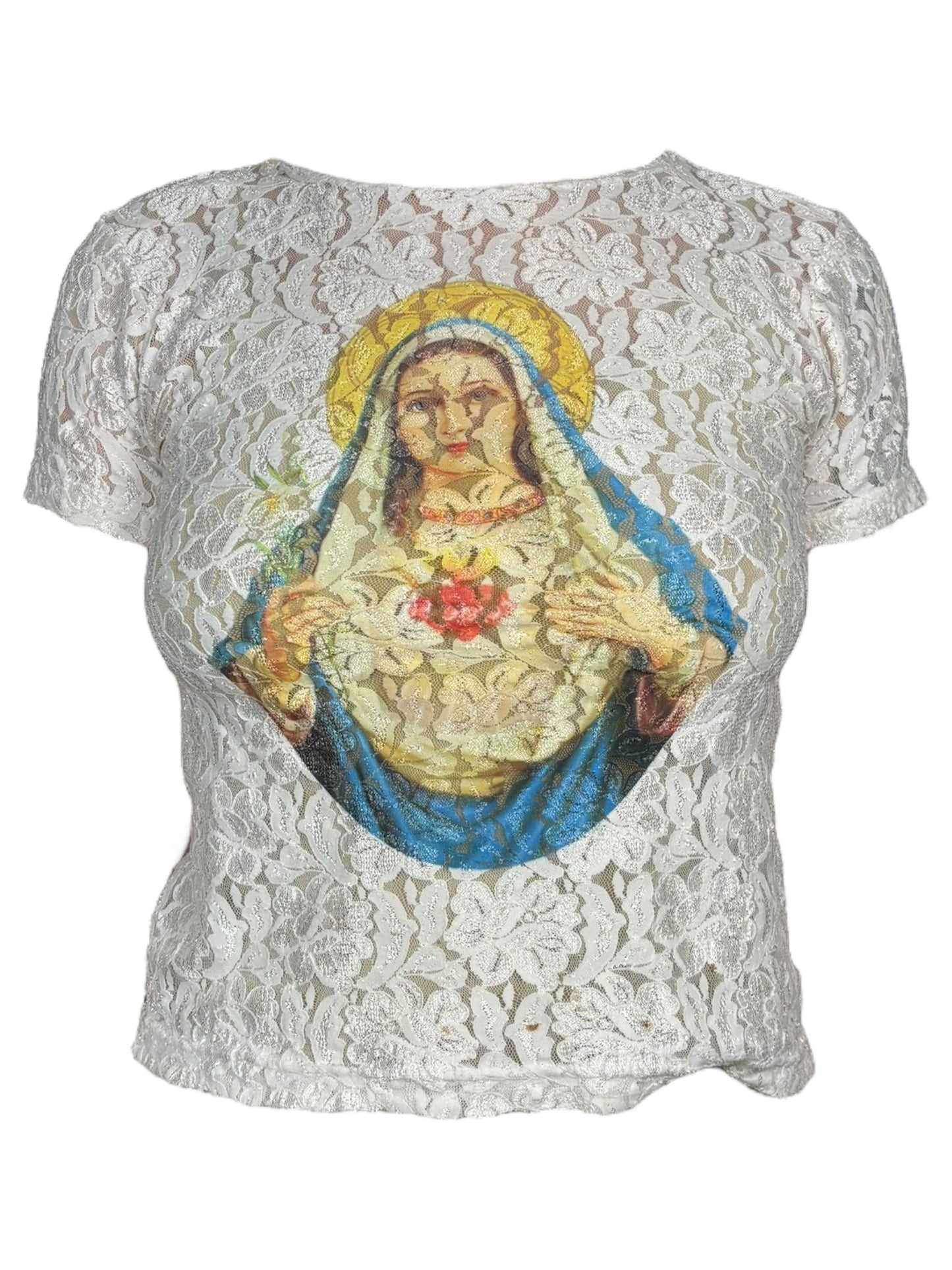 Pretty Mary White Lace Tee - M