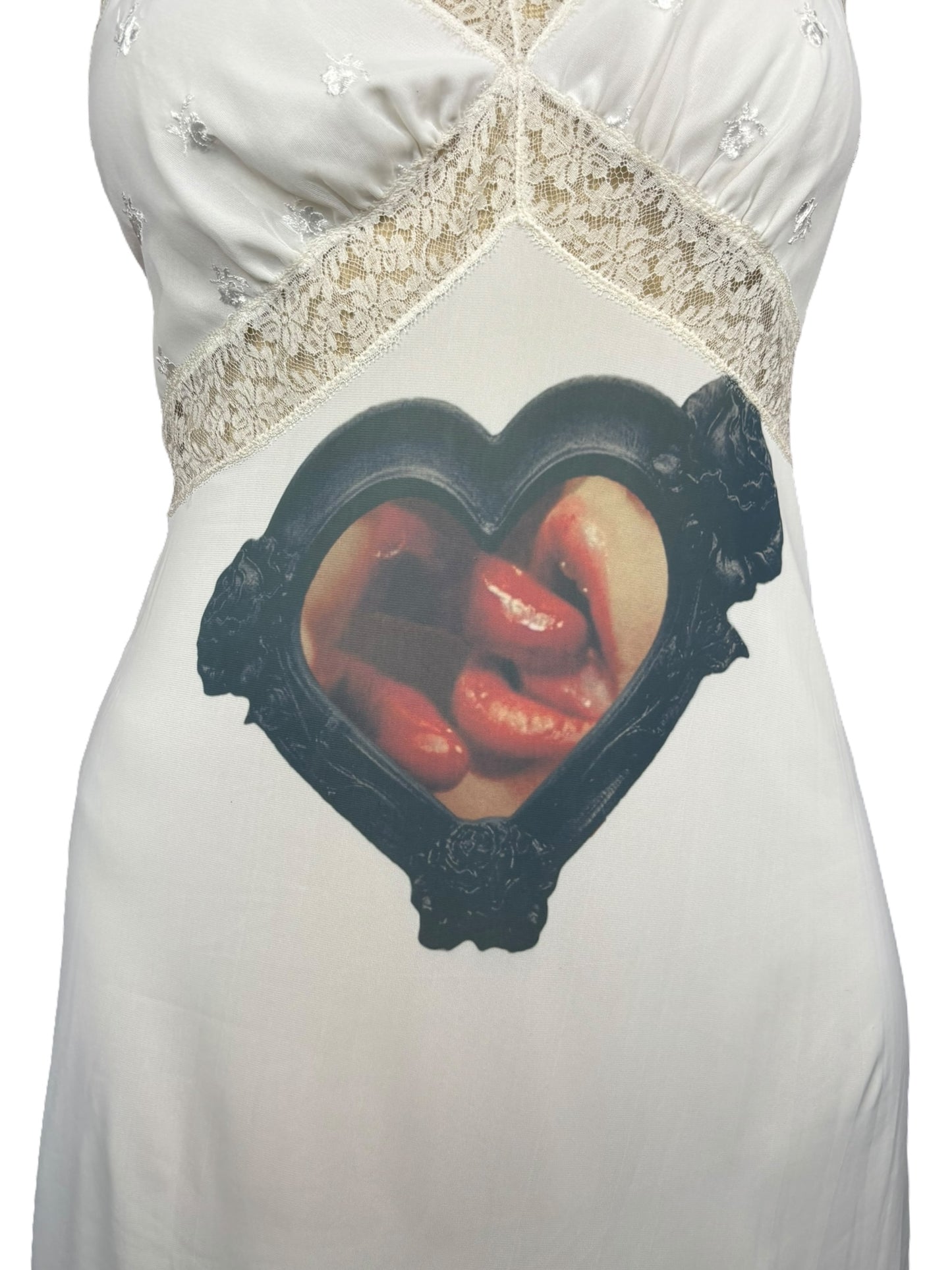 Bleeding Hearts White Slip Dress - L