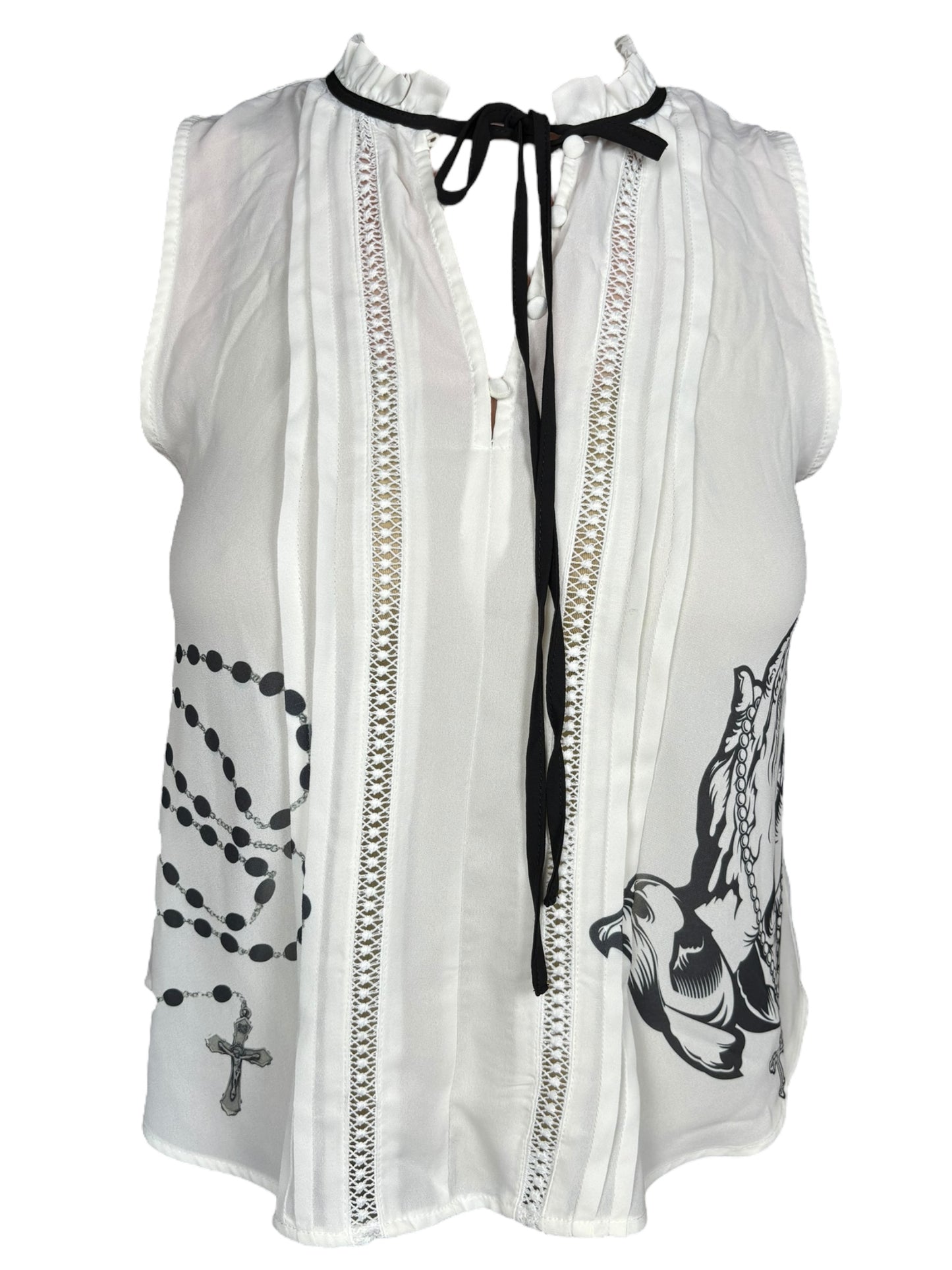 Rosary Sleeveless White Top - M