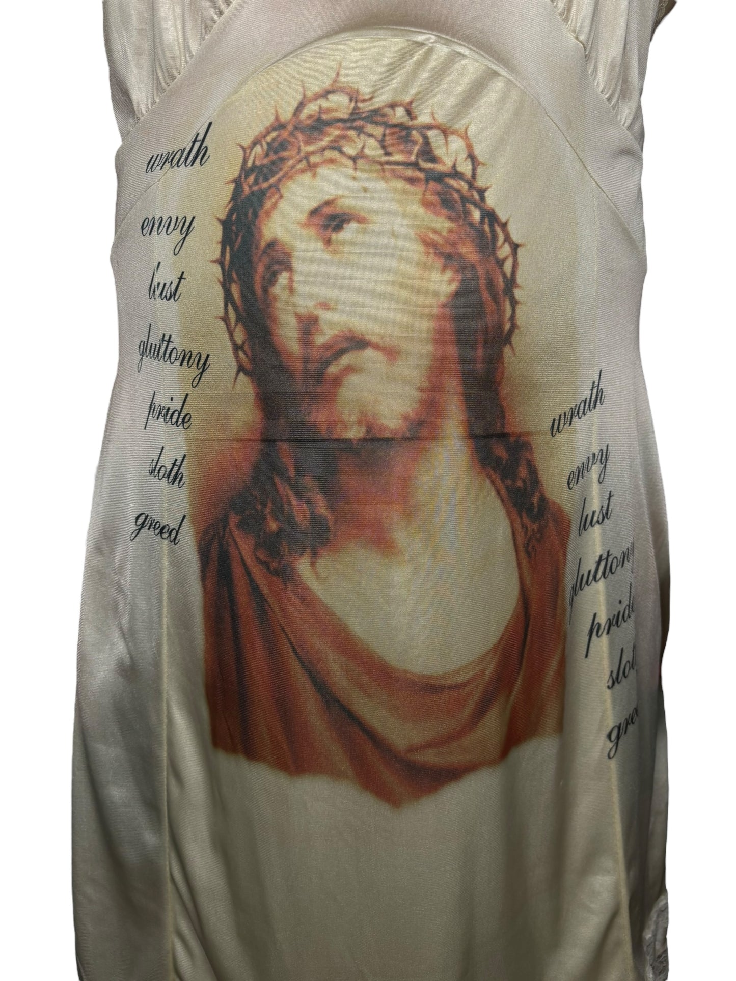 Even Jesus Sins Cream Slip Dress - 3X