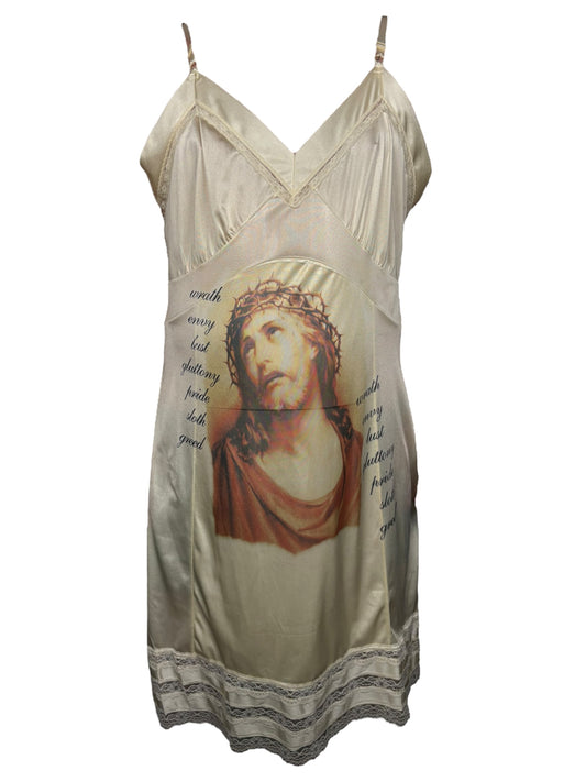 Even Jesus Sins Cream Slip Dress - 3X