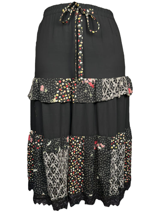 Vintage Tiered Whimsy Black Skirt - M