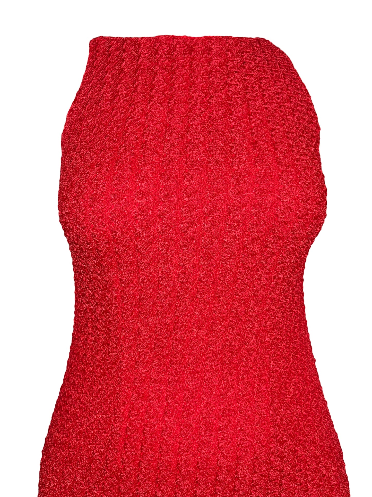 Vintage Red Knit Formal Dress - L/XL