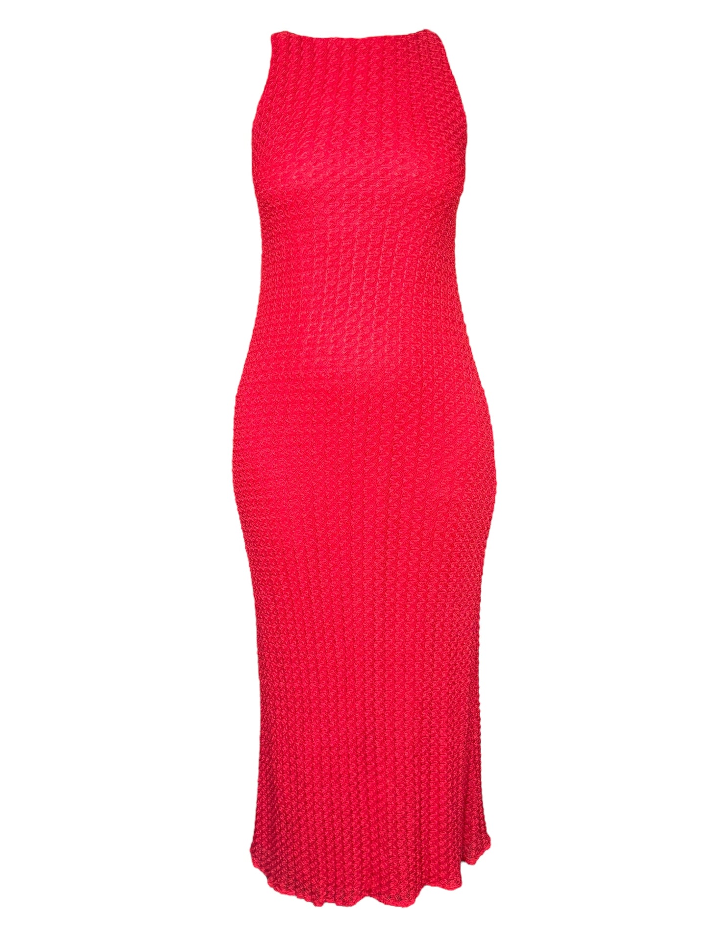 Vintage Red Knit Formal Dress - L/XL