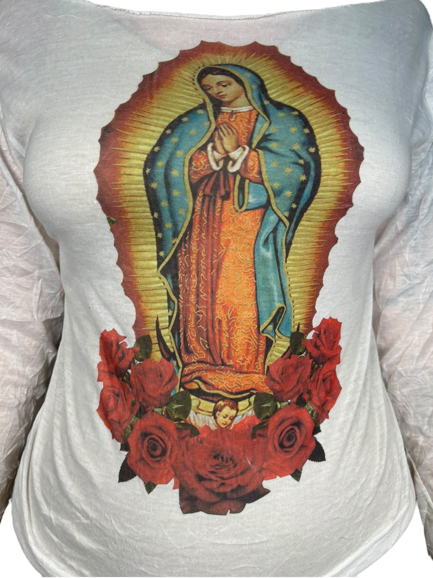 Virgen de Guadalupe Slouchy Long Sleeve Top - M