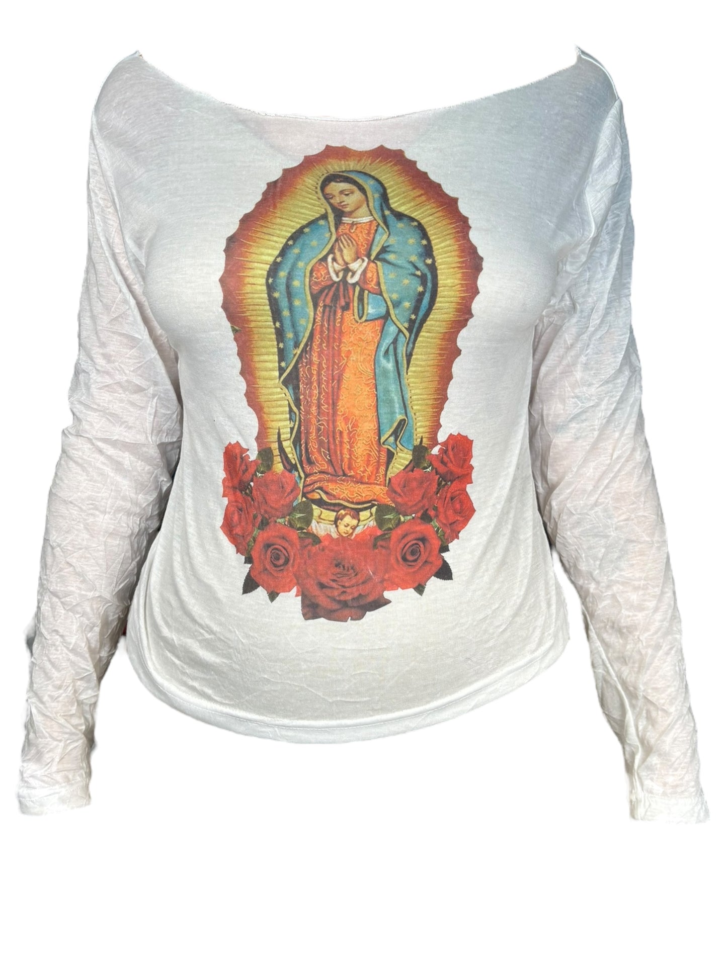 Virgen de Guadalupe Slouchy Long Sleeve Top - M