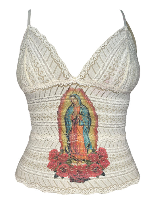 Virgen De Guadalupe Ivory Lace Tank - S/M