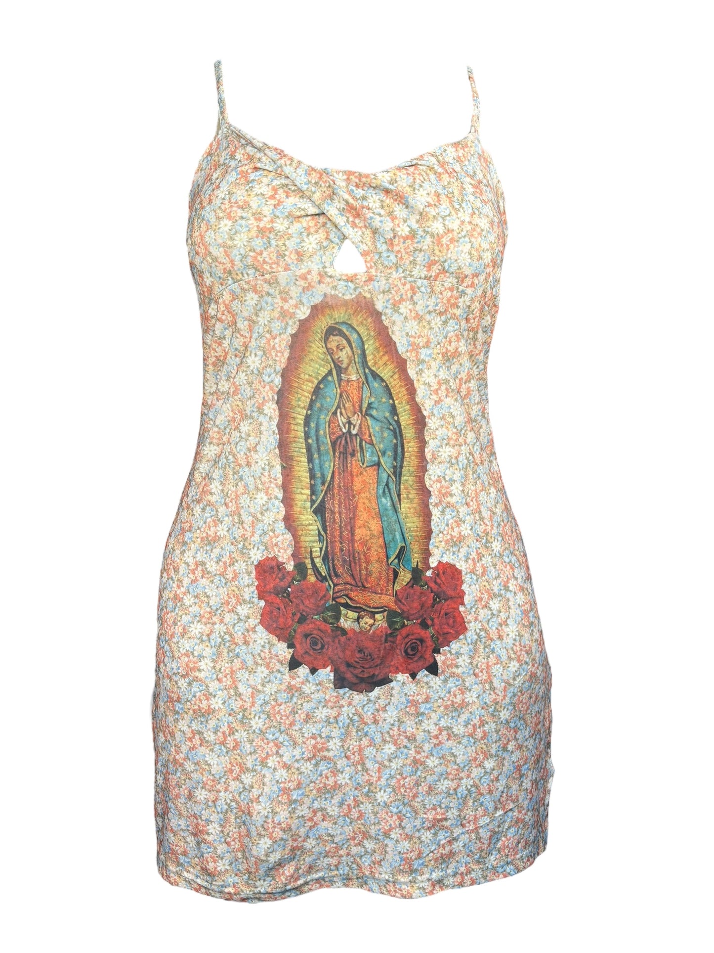 Virgen De Guadalupe Floral 90s Dress- M/L