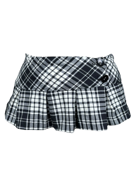 Vintage B&W Plaid School Girl Skirt - S