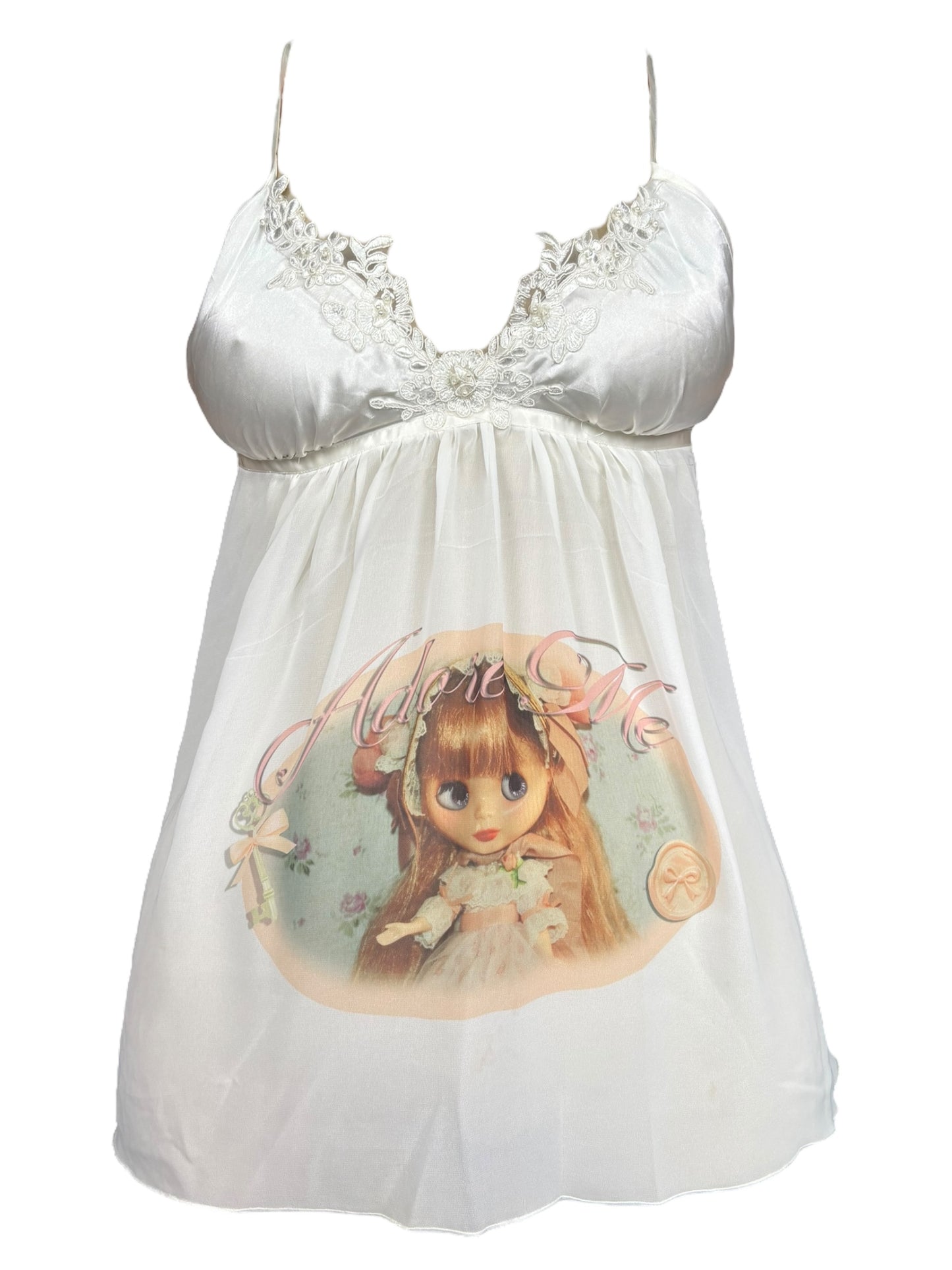 Adore Me Blythe White Baby Doll Sheer Top - M