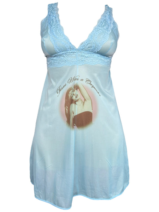 Jesus Was A Carpenter Baby Blue Dress - M