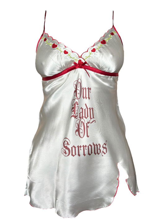 Our Lady of Sorrows Coquette Red + White Mini Dress - M