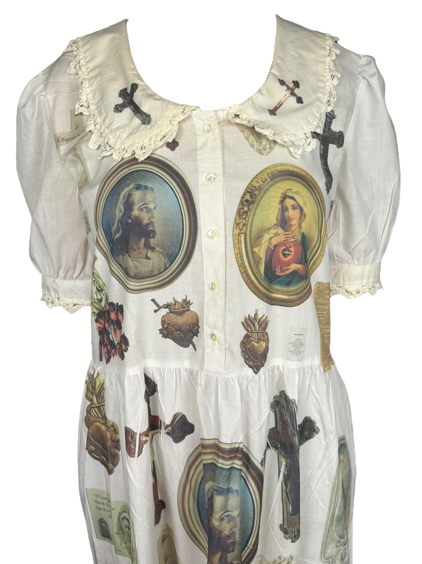 Catholic Girl Vintage American Gospel White Ruffle Dress - L/XL