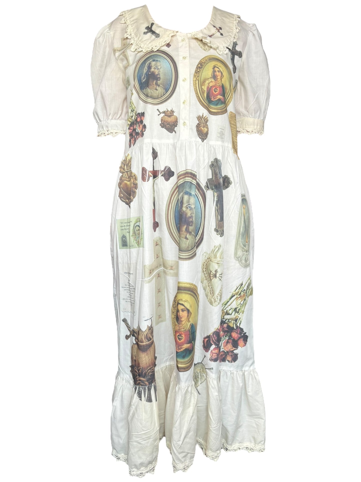 Catholic Girl Vintage American Gospel White Ruffle Dress - L/XL