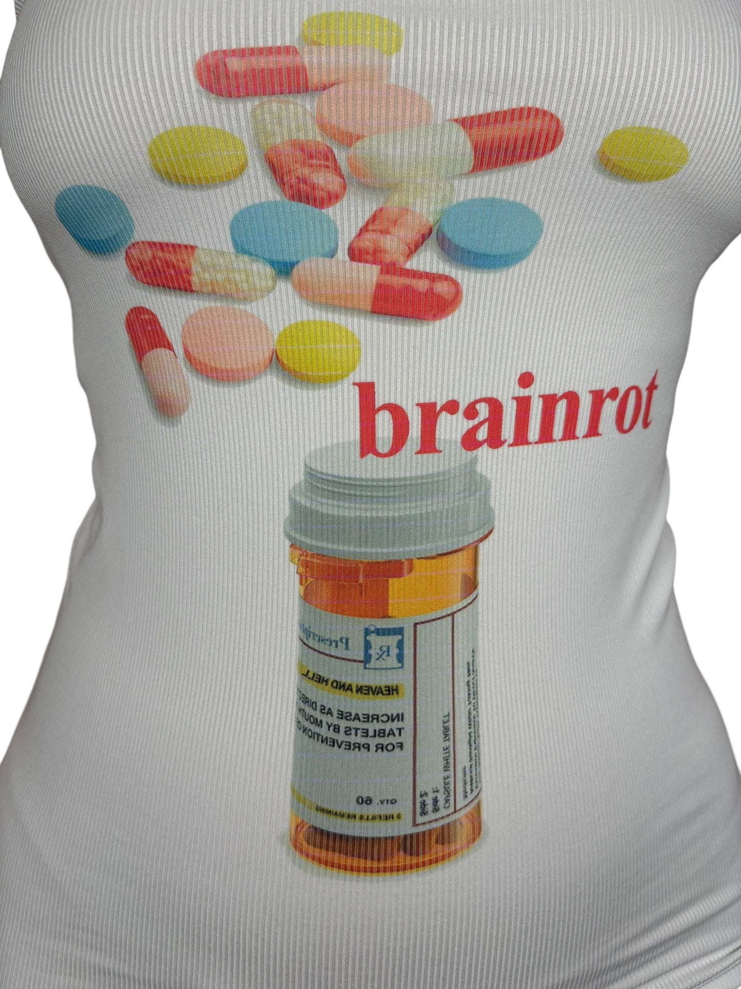 Brainrot White Ribbed Tank - S/M