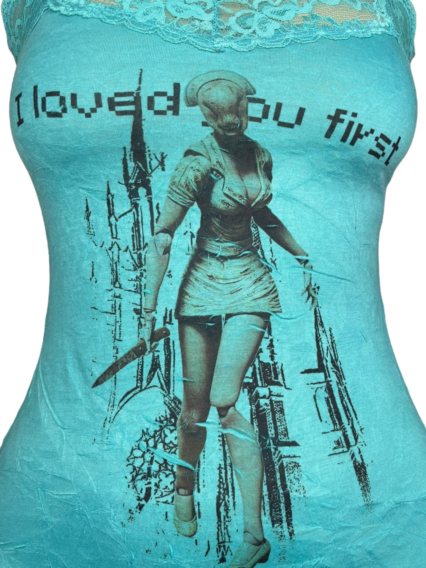 I Loved You First Turquoise Lace Tank - XS/S