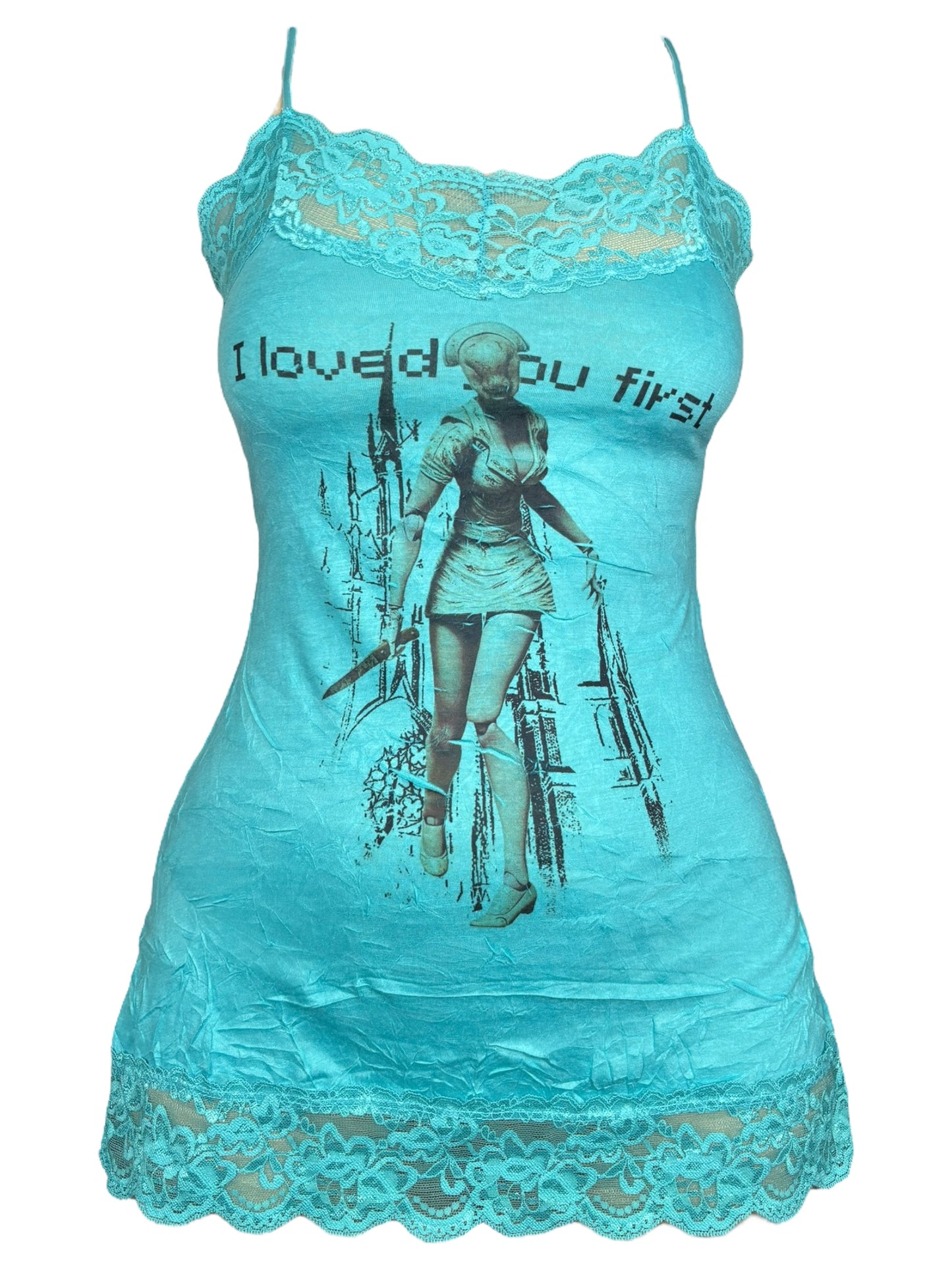 I Loved You First Turquoise Lace Tank - XS/S