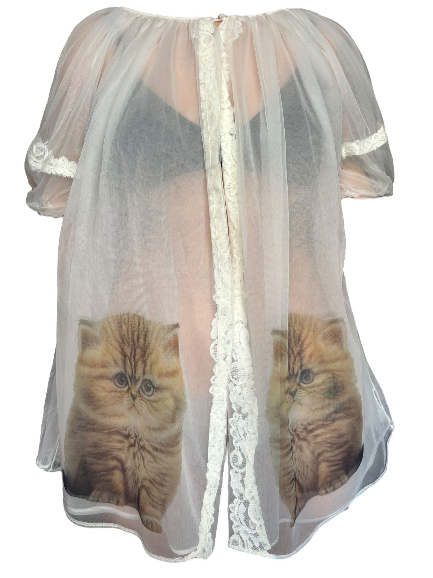 Double Kitty Nightie White - M/L