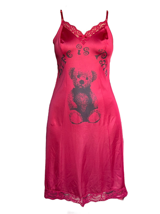 Life is Pain Teddy Red Dress - L