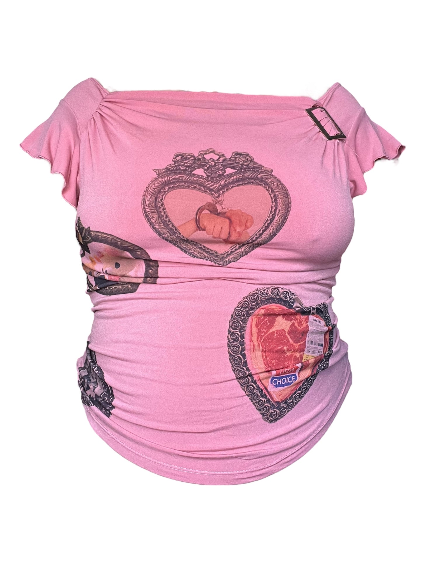 Bleeding Hearts Pink Buckle Top - 2X/3X