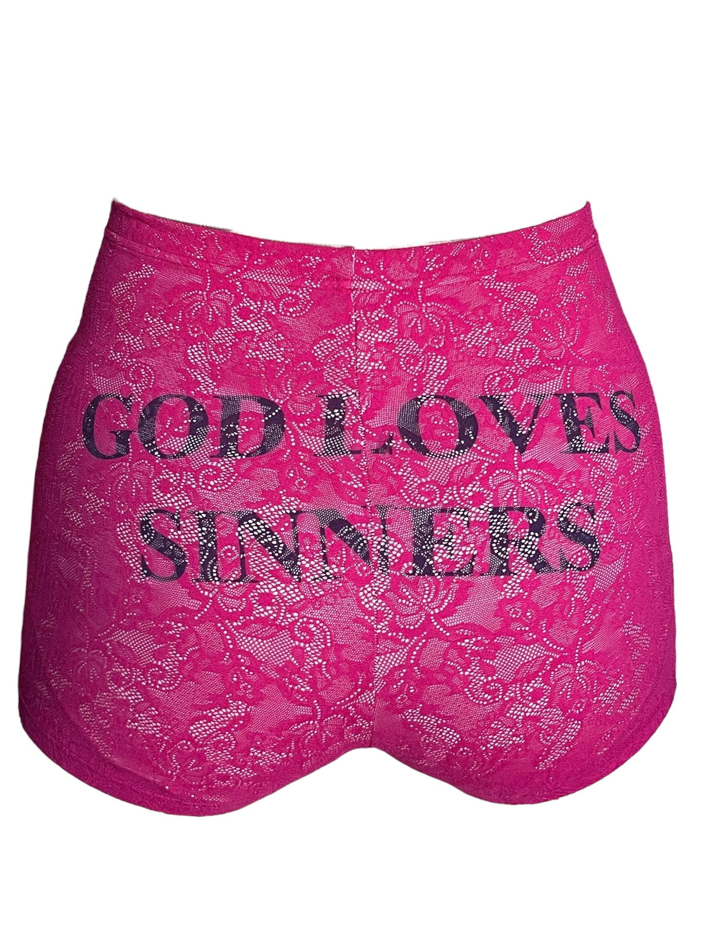 God Loves Sinners Magenta Hotpants - S