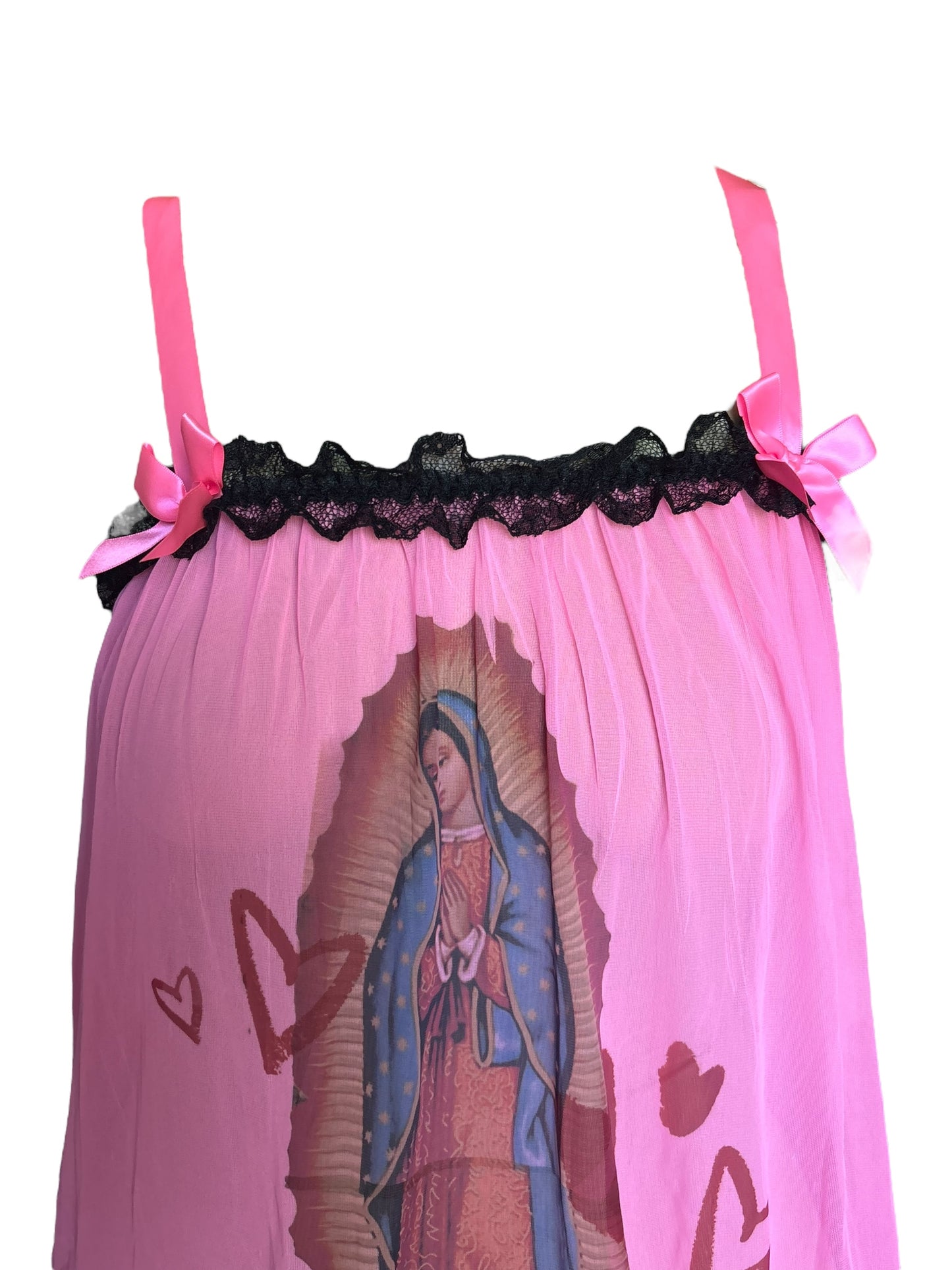 Virgin Mary Pink Ruffle Tank- M/L