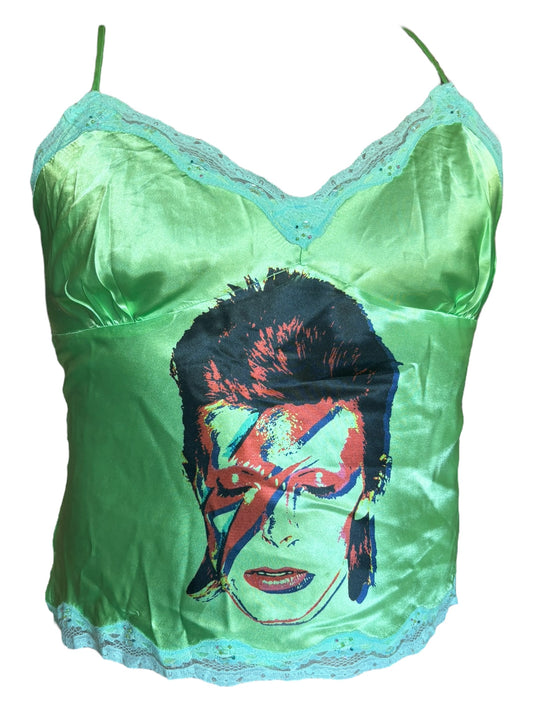 David Bowie Lime Green Lace Tank - XL
