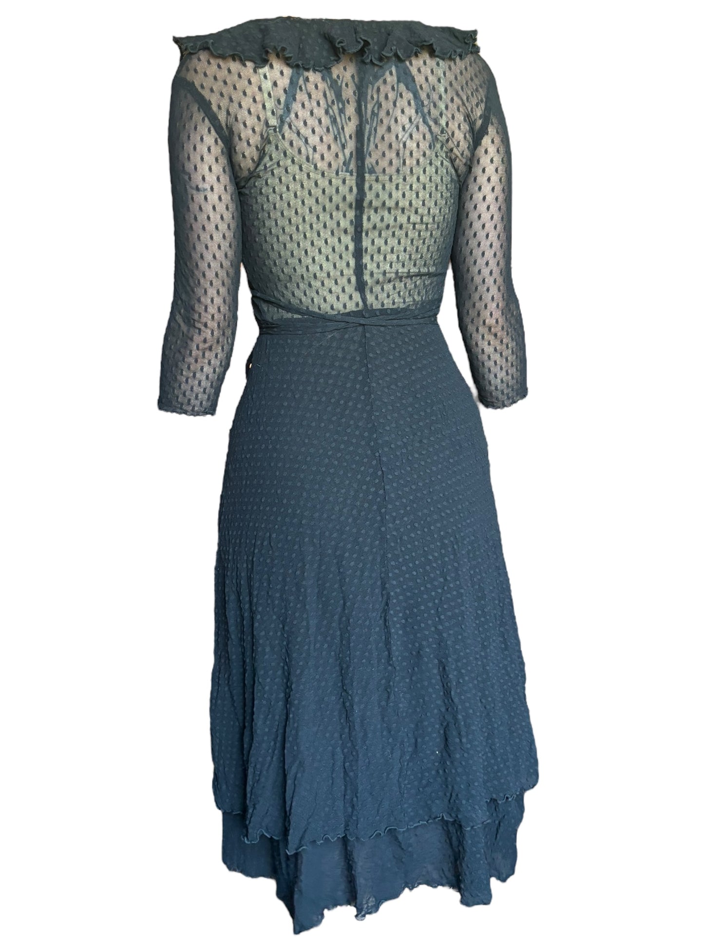 Vintage Betsey Johnson Black Lace Wrap Dress - M